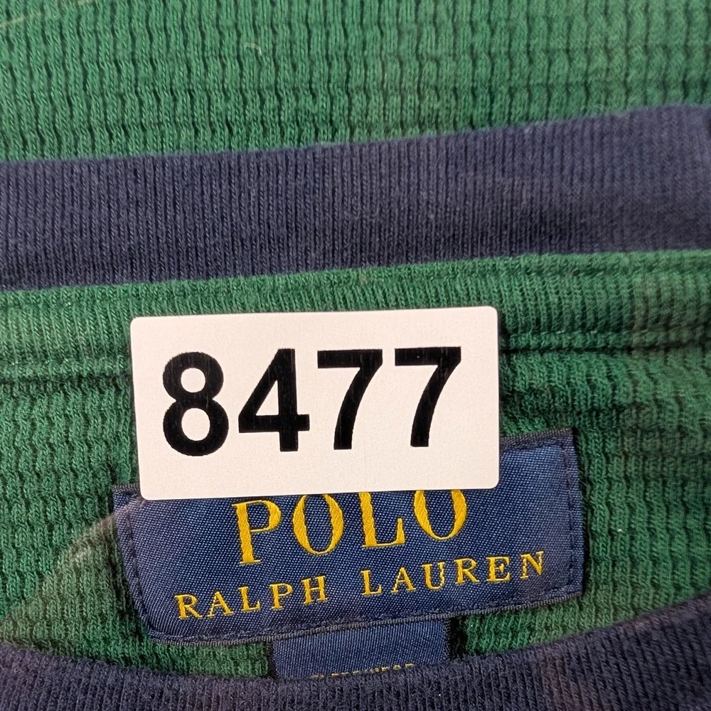 Polo Ralph Lauren Shirt Mens XL Green‎ Navy Crest Thermal Long Sleeve Sleepwear